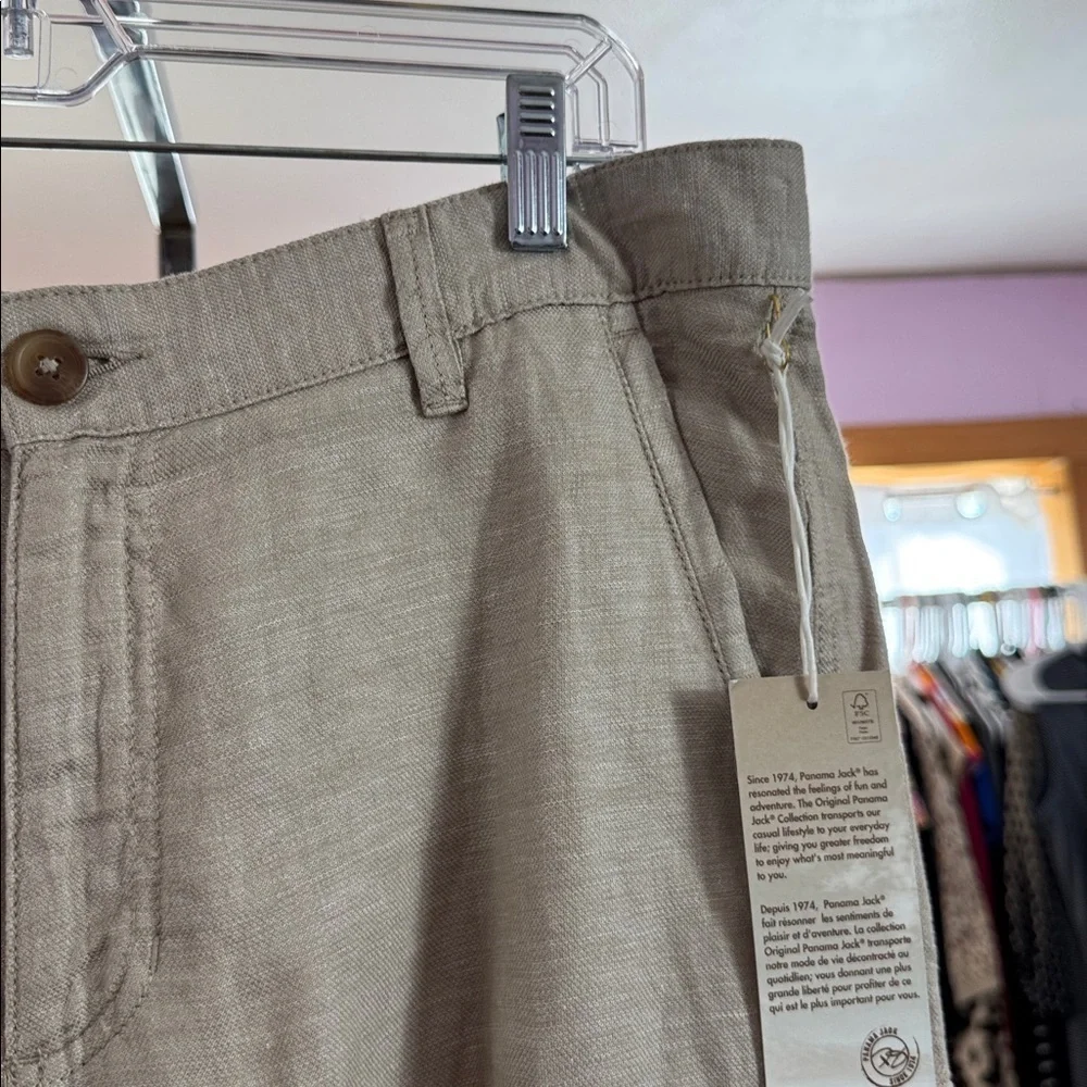 Panama Jack Men’s Linen Blend Cargo Shorts Size 36 Beige NWT
